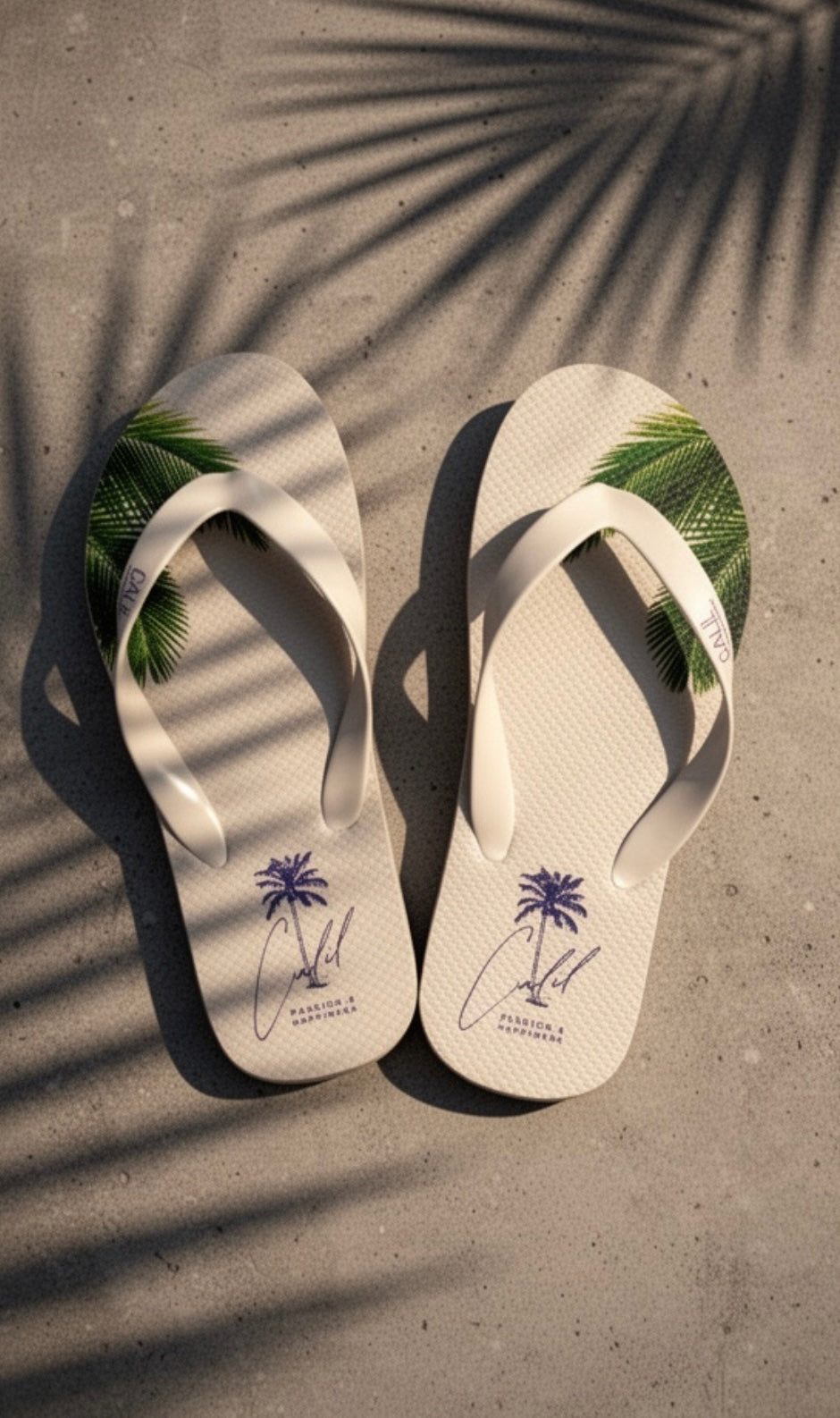 CALIL White Flip Flops with Purple Logo