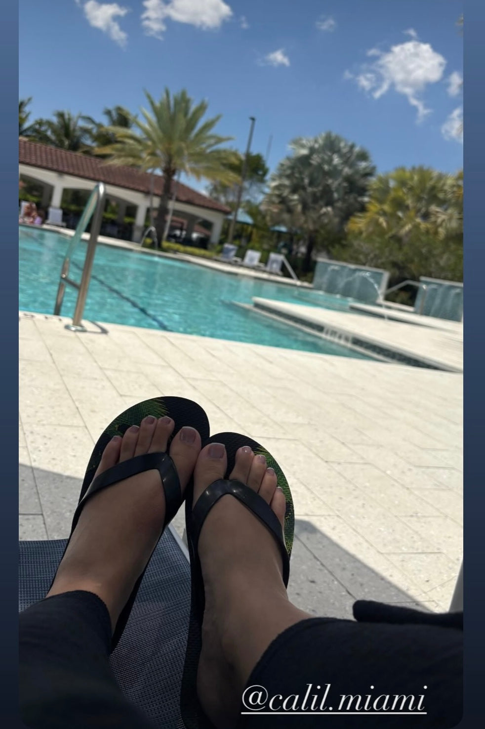 CALIL Black Flip Flops with Gold Logo
