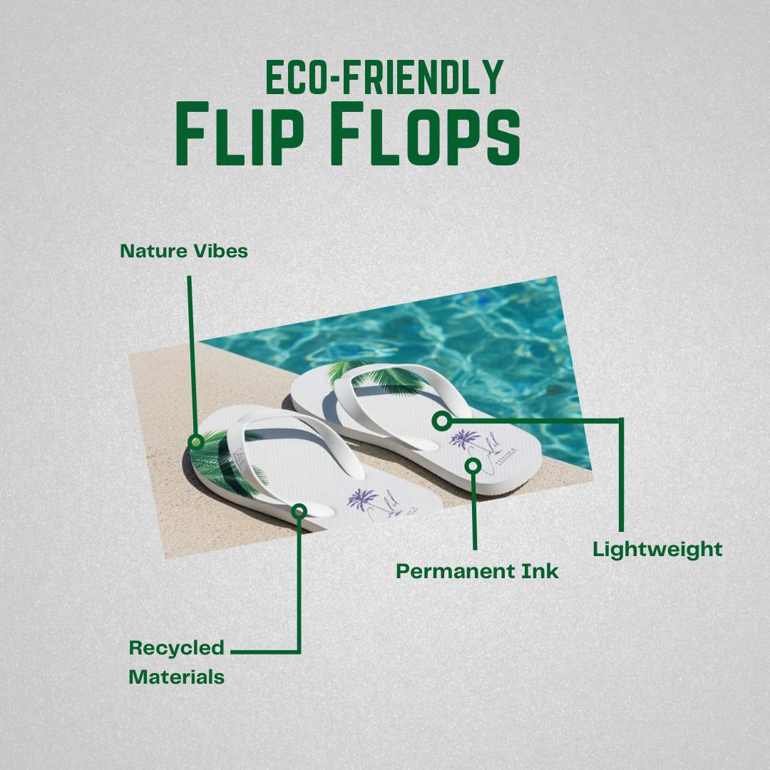 CALIL White Flip Flops with Purple Logo
