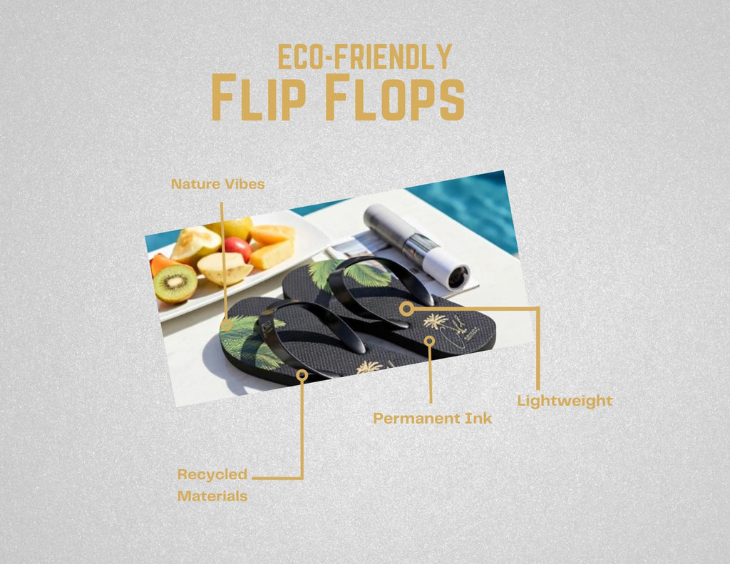 CALIL Black Flip Flops with Gold Logo