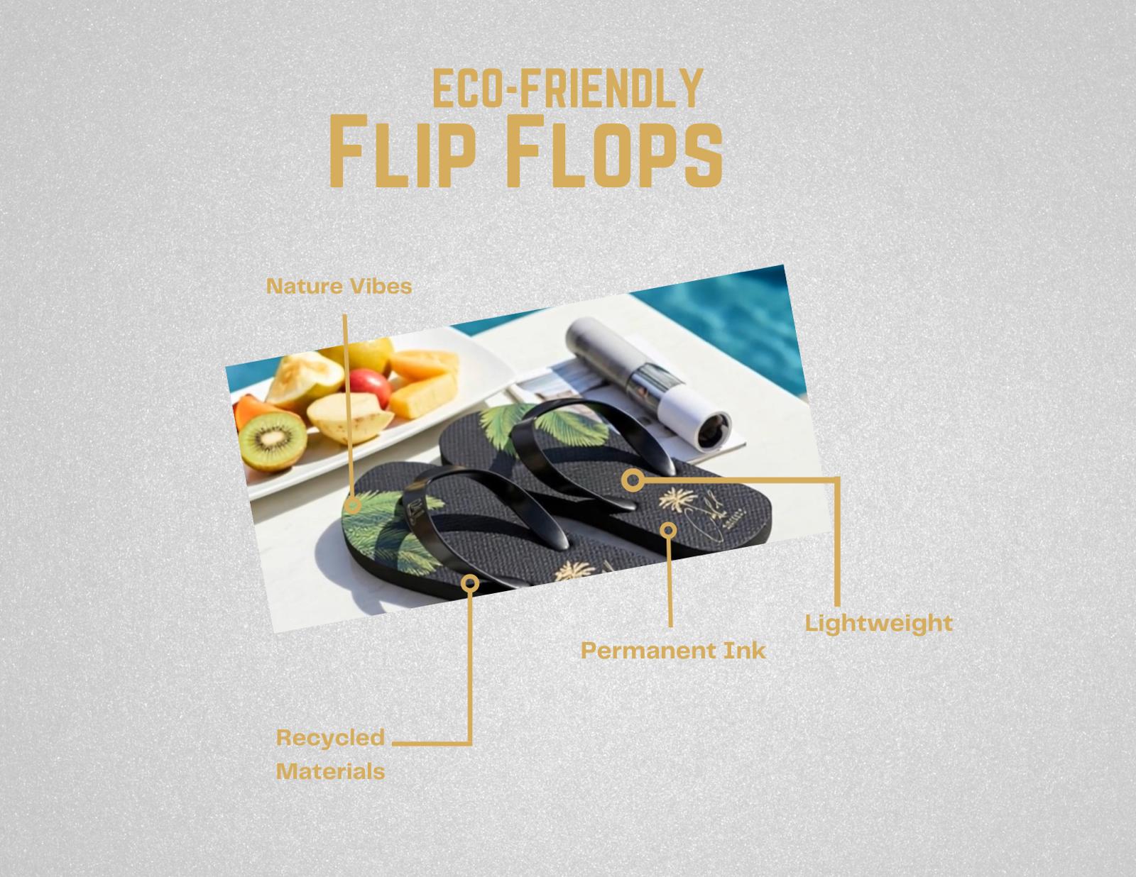 CALIL Black Flip Flops with Gold Logo